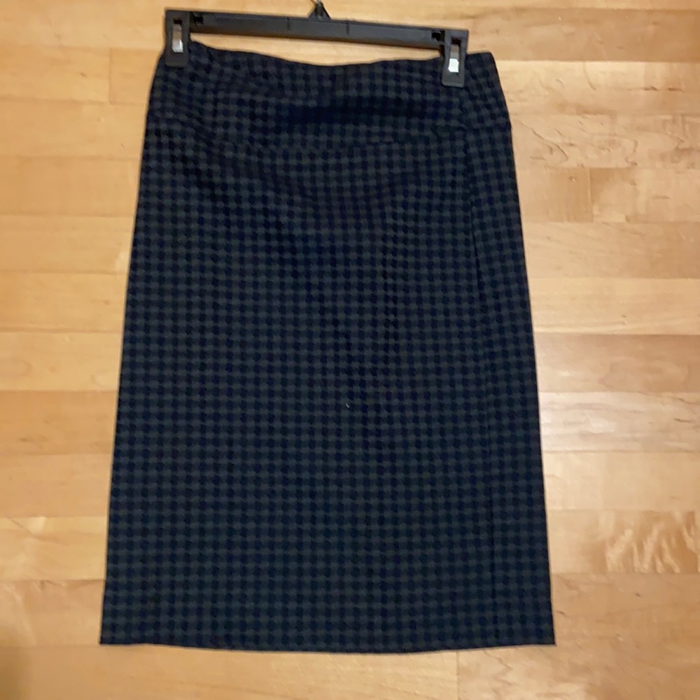 Navy and green check like pattern Pencil Skirt